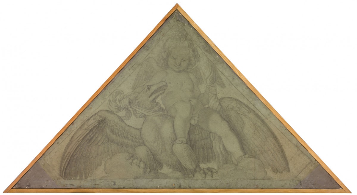 Eros mit dem Adler (Element des Feuers). Karton zu den Deckenbildern der Münchner Glyptothek