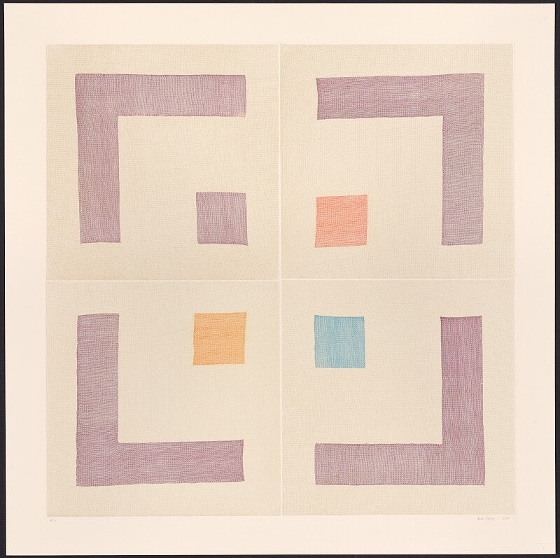 Plain Weave Grid (Solferino Violet / Vermillion Red / Cerulean Blue / Indian Yellow)