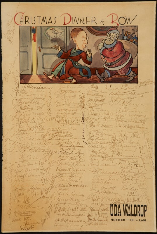 Christmas Dinner & Row; Uda Waldrop, Mother-in-Law (Ilustrated keepsake signed by members of The Family)