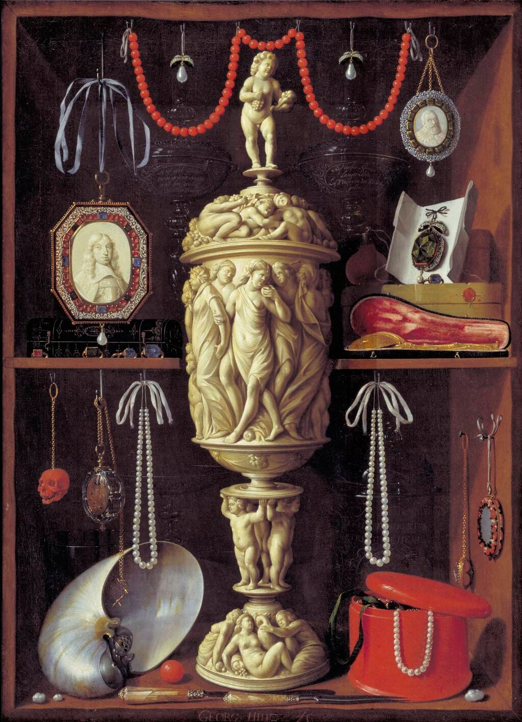 Kunstkammer Cabinet with Ivory Goblet