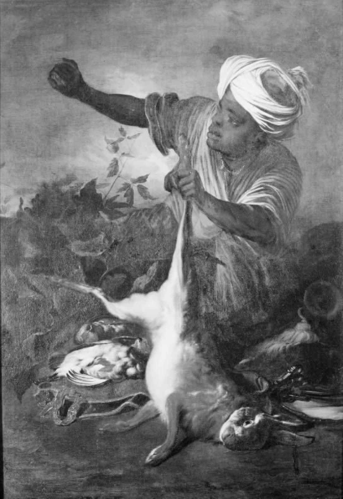 En afrikaner med jagttrofæer