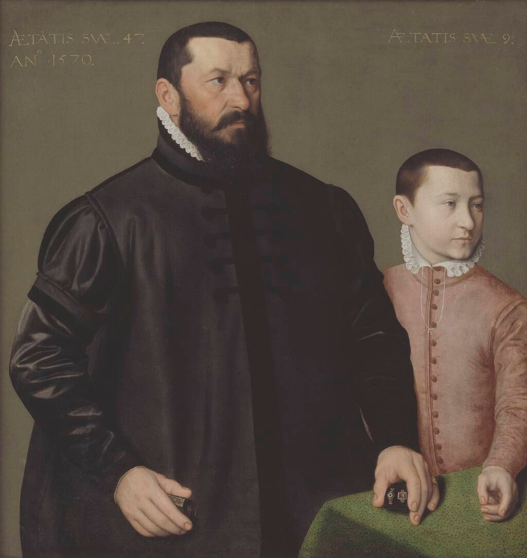 Portræt af nürnberger guldsmeden Hans Lencker (1523-1585) og hans 9-årige søn Elisius den yngre