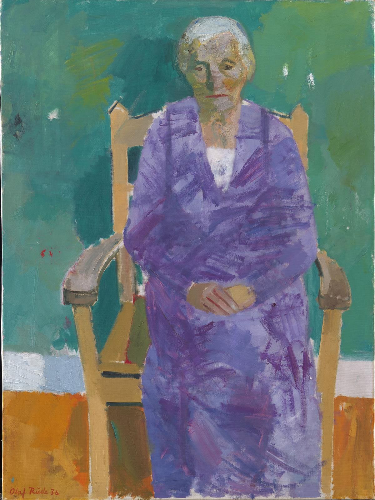 Kvindeportræt. Violet kjole