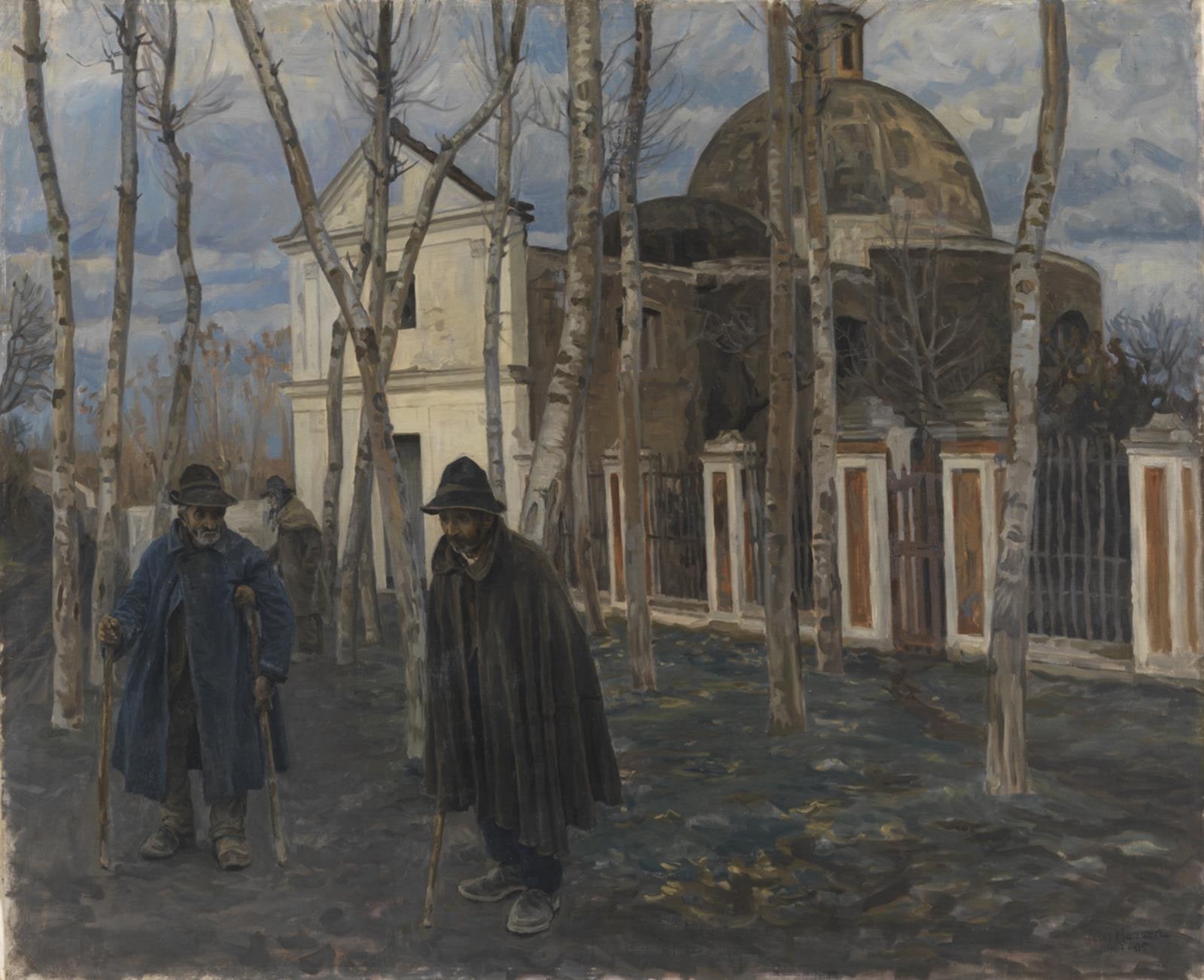 Tiggere uden for en kirke. San Giuliano ved Pompeji