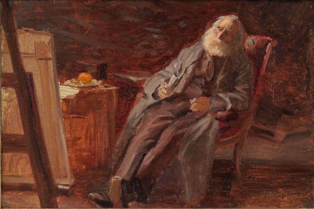 Maleren Vilhelm Kyhn rygende pibe