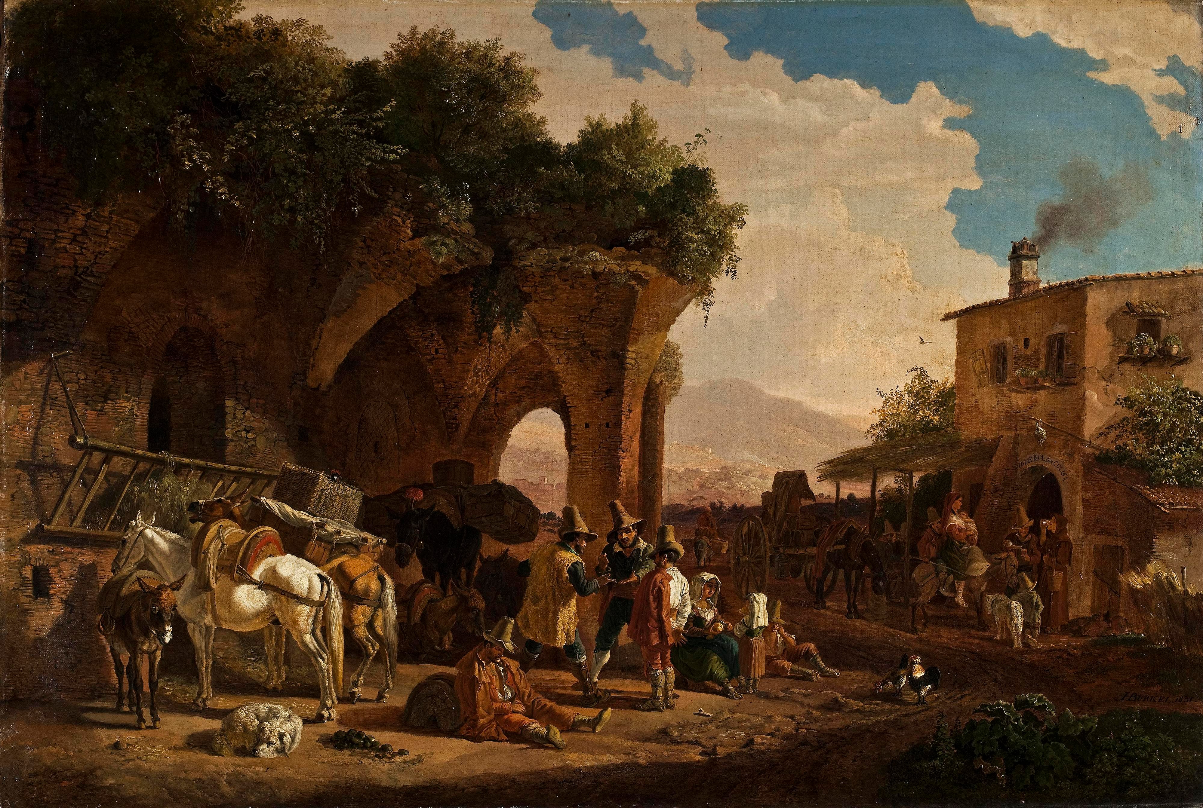 Roman Peasants in Front of an Italian Osteria