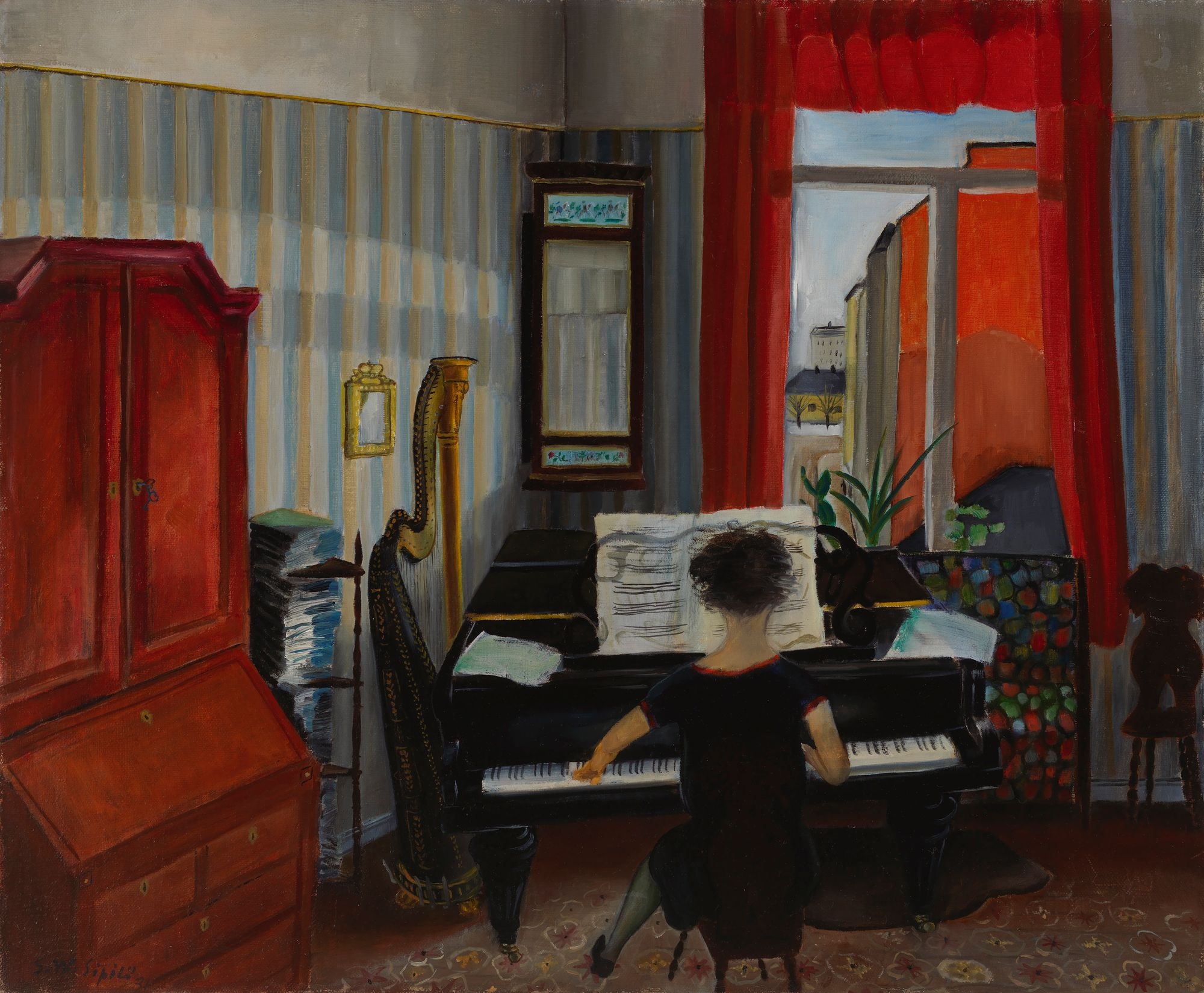Interior, Woman Playing the Piano ; The Pianist in the Interior