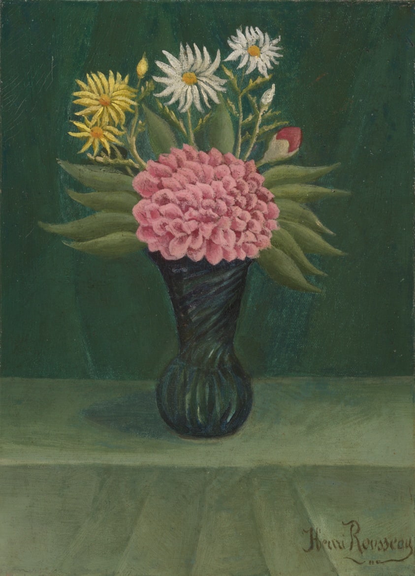 Dahlia and Daisies in a Vase
