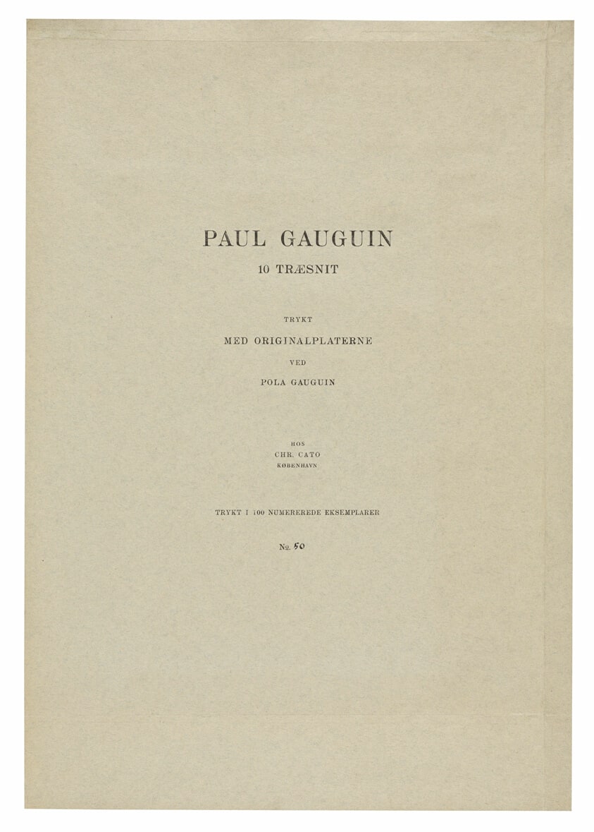 Title Page to Paul Gauguin: 10 Traesnit (Pola Gauguin Portfolio)
