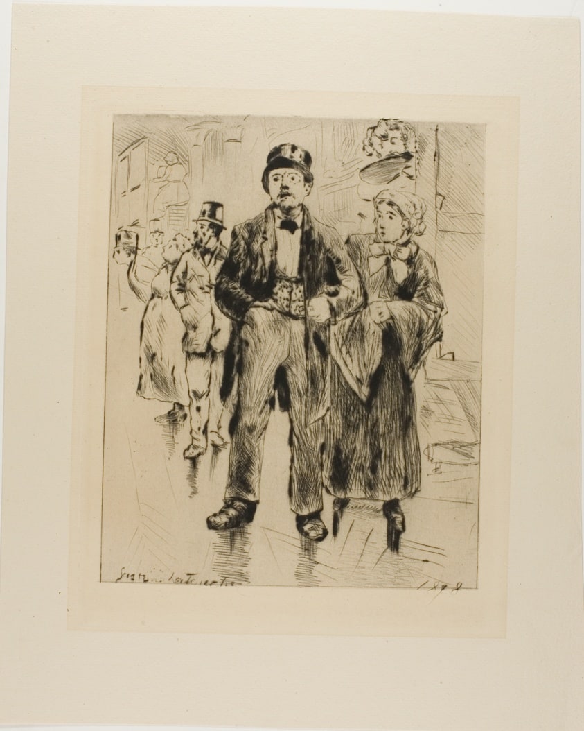 Plate from l'Assommoir (standing couple, with other figures in background)