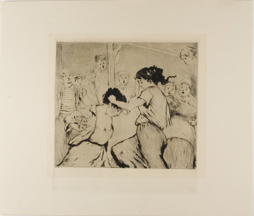 Plate from l'Assommoir (two women fighting, with onlookers)