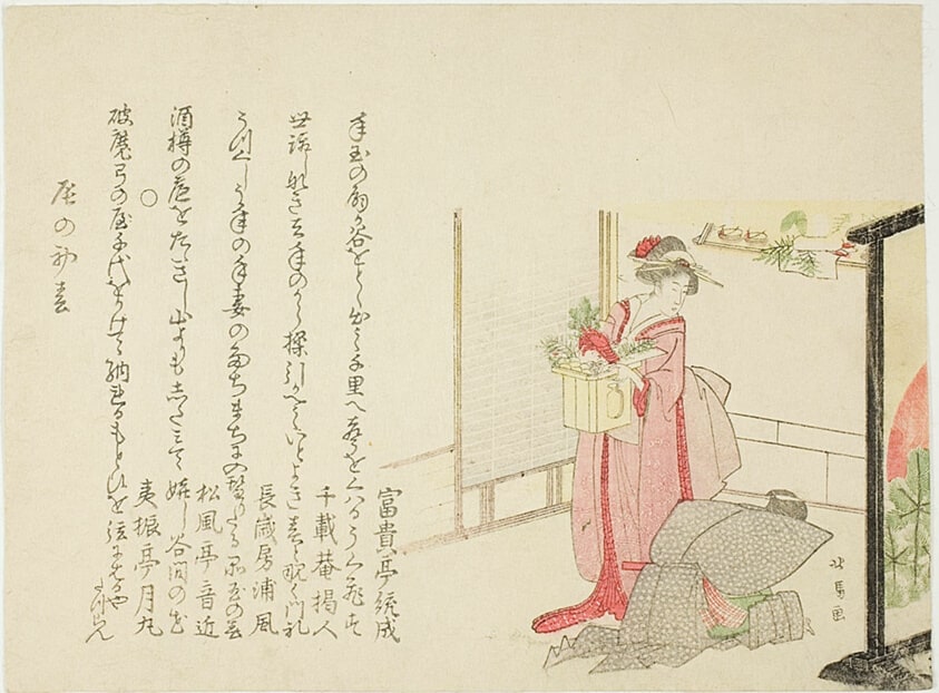 Man and Woman at a Household Shrine, for the New Year of Dragon