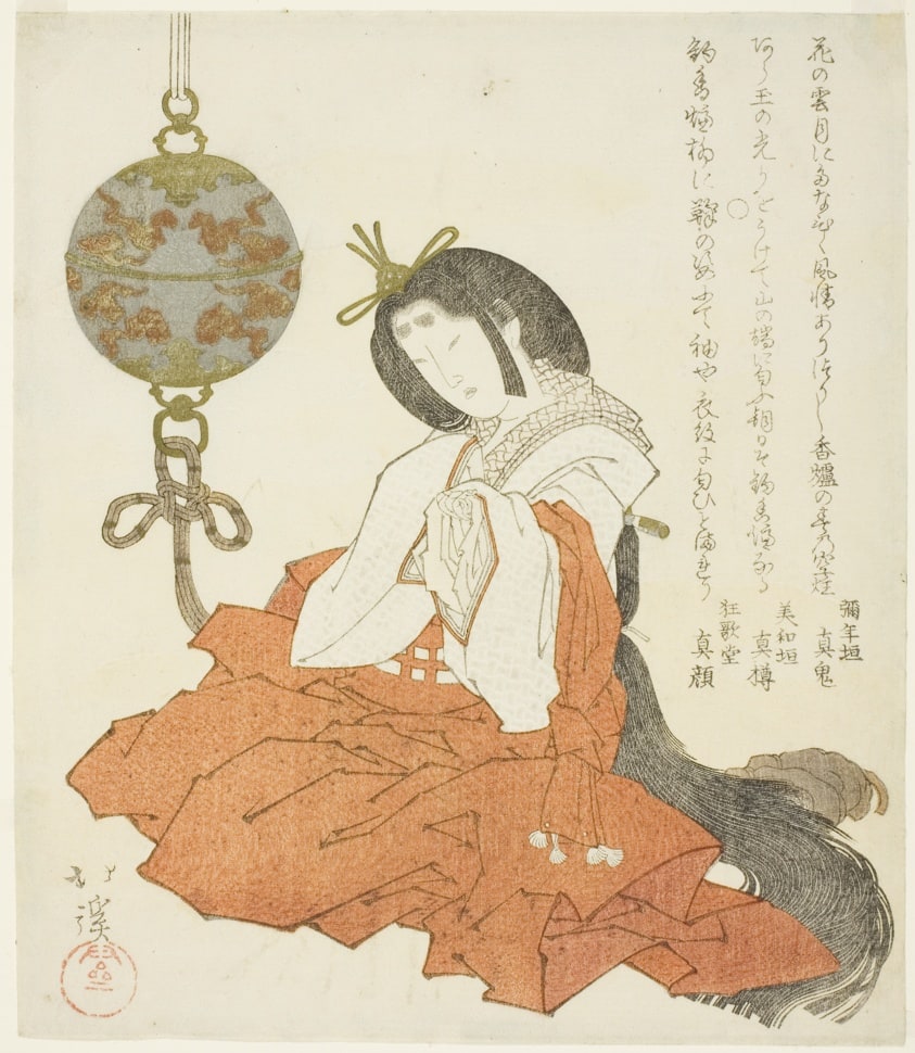 Court lady sitting beside hanging incense burner