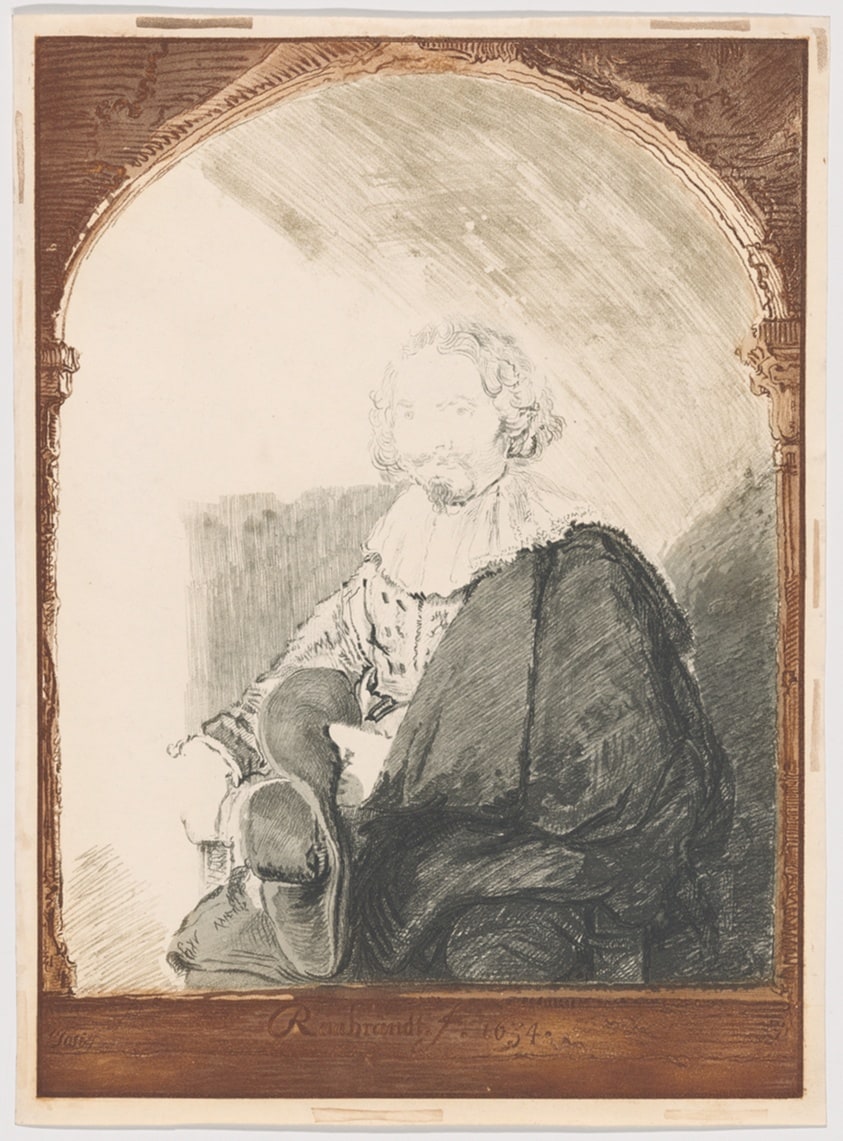 Portrait of a Man in an Armchair, from Collection d'imitations de Dessins d'après les Principaux Maîtres Hollandais et Flamands