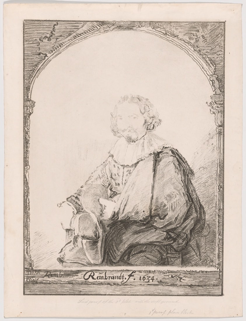 Portrait of a Man in an Armchair, from Collection d'imitations de Dessins d'après les Principaux Maîtres Hollandais et Flamands