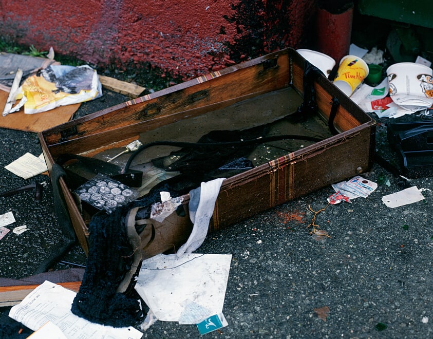 Rainfilled suitcase