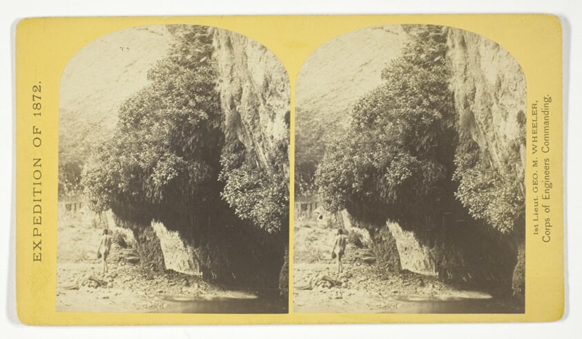 "The Bath," a dripping spring in Kanab Cañon. Temperature, 69° Fahr, No. 9 from the series "Geographical Explorations and Surveys West of the 100th Meridian"