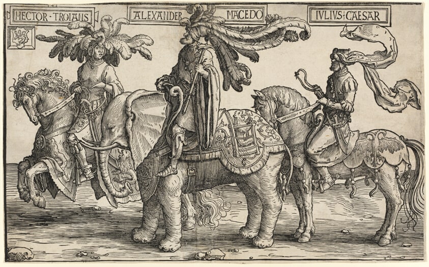 Hector of Troy, Alexander of Macedon, Julius Caesar, from The Nine Heroes