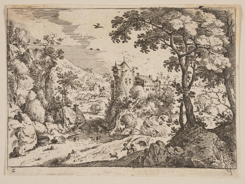 Stream between Rocky Hillside and Castle, from Landscapes