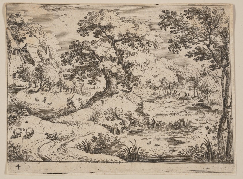 Path by a Swamp: Sheepdog and Sheep, from Landscapes