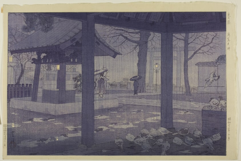 Spring Rain at Yushima Tenjin Shrine