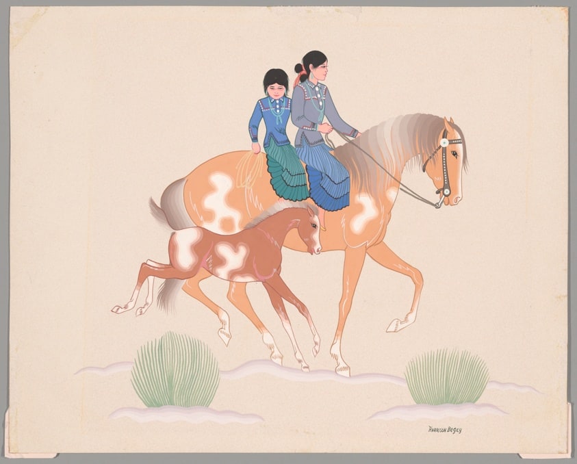 Two Dine Women on Horseback