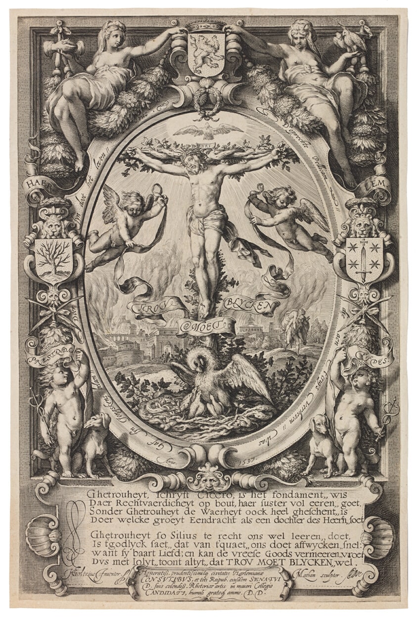 Blazon of the Old Haarlem Chamber of Rhetoric of the Pellicanists (‘Trou moet Blycken’)