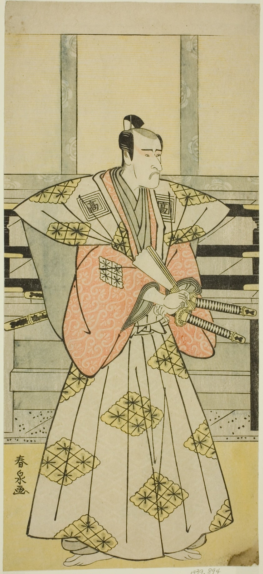 The Actor Ichikawa Komazo III as Fuji Sakon (?) in the Play Egara Tenjin Risho Kagami (?), Performed at the Nakamura Theater (?) in the Third Month, 1789 (?)