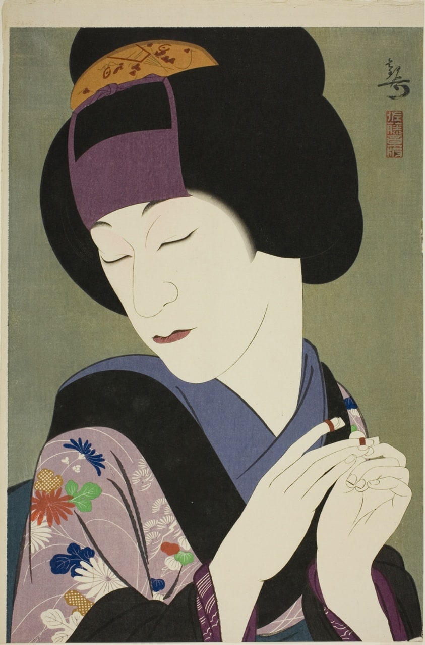 The Actor Kataoka Gado IV as Miyuki in the play Shoutsushi Asagao Nikki (The Diary of the Morning Glory)