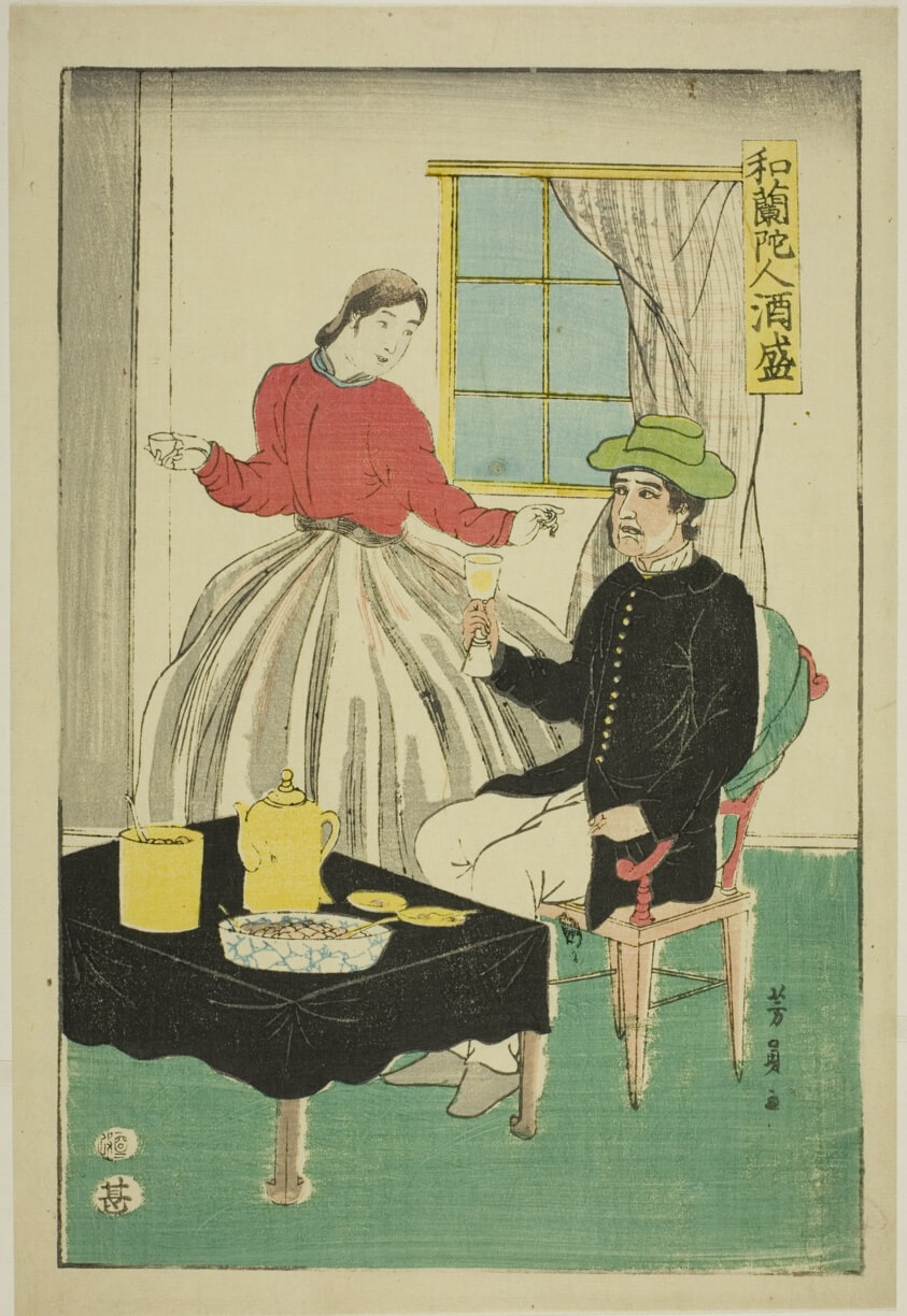 Dutch Couple Drinking Wine (Orandajin sakamori)