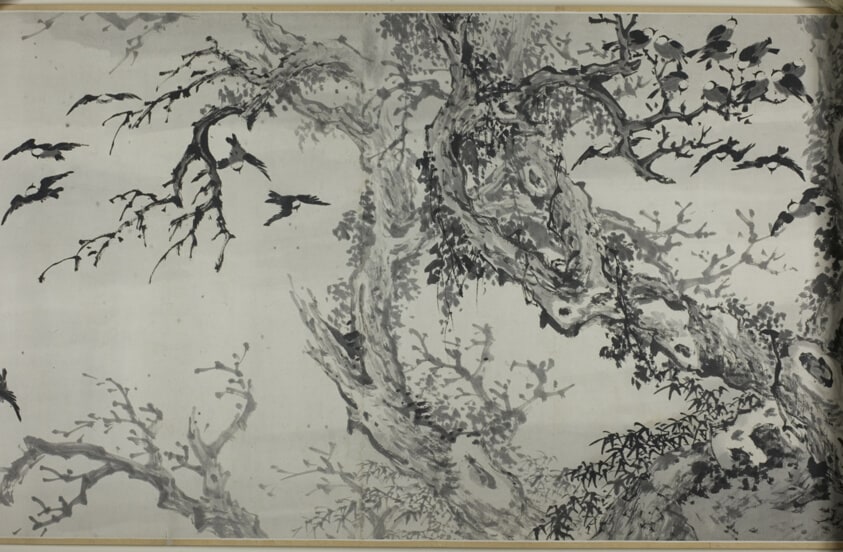 Magpies Descending to Withered Trees