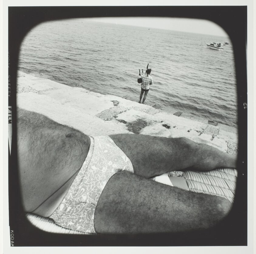 Untitled (Hairy Chest, Bathingsuit, and Hairy Legs of Man on Reclining Chair at Lakefront), from the series "Beach"