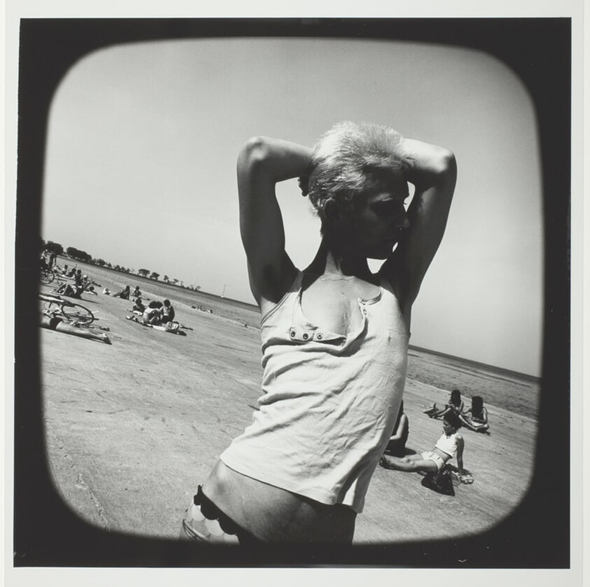 Untitled (Blonde Figure Posing with Arms and Hands Behind Head, Upper Torso Turned to Camera), from the series "Beach"