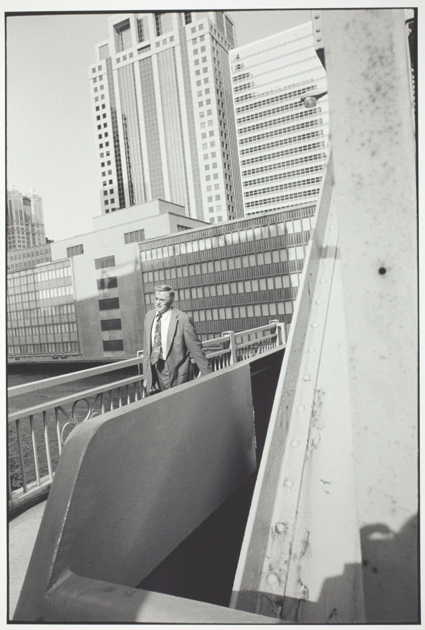 Man Walking to Northwestern Station, Chicago