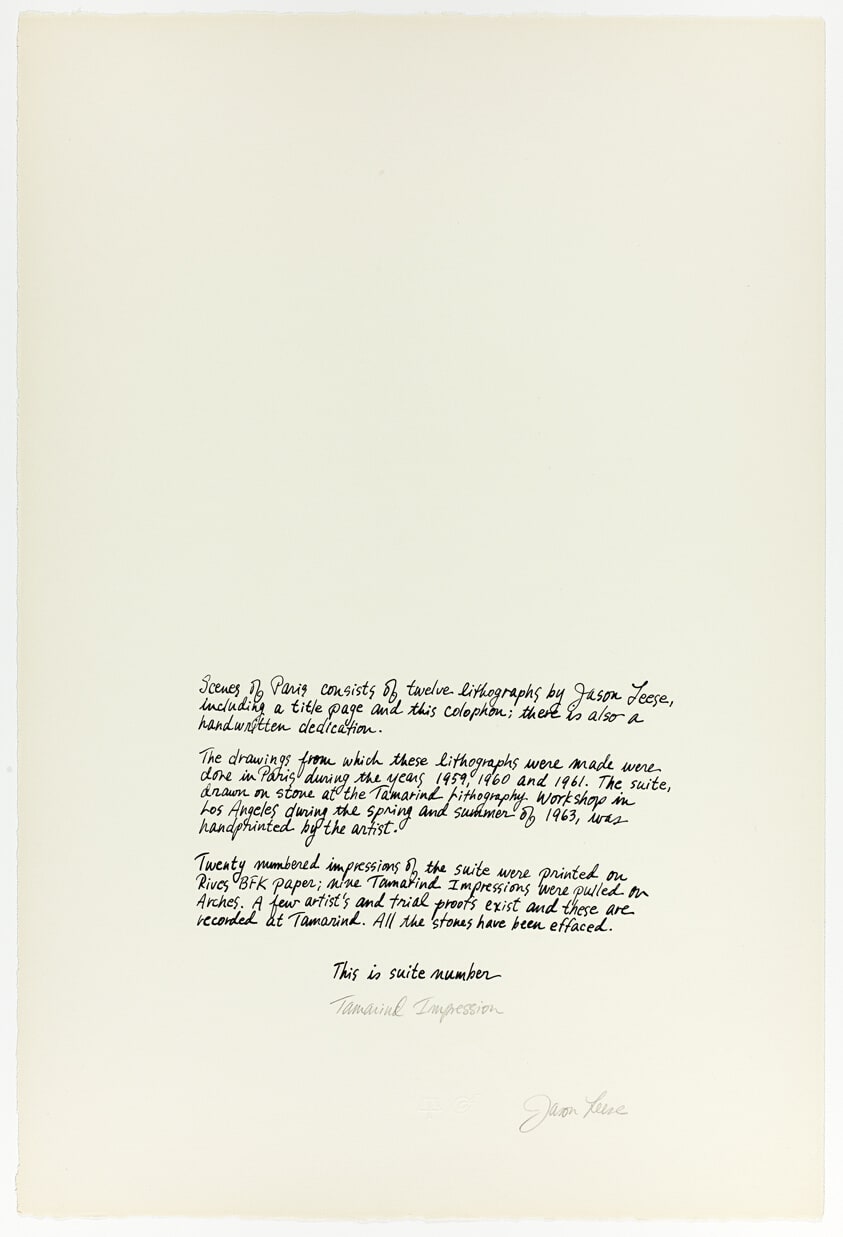 Scenes of Paris: Colophon