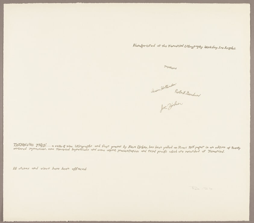 Colophon, from Trembling Then