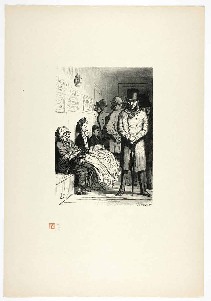 Un bureau d'attente d'omnibus, from Tirage Unique de Trente-Six Bois