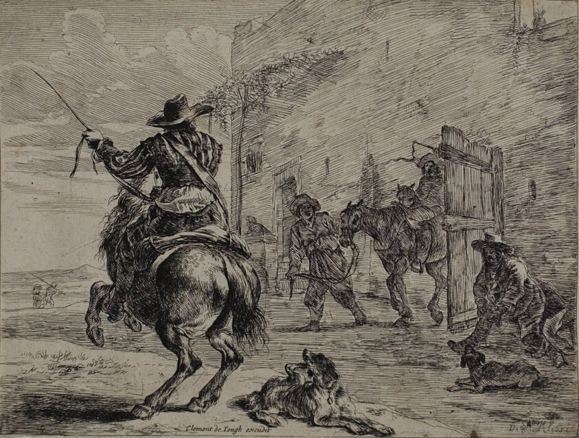Rearing Horse, Near a Stable, plate one from Series of Horses