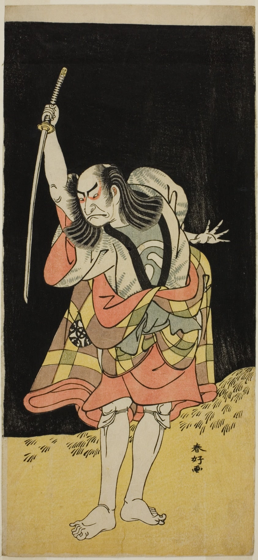 The Actor Nakamura Nakazo I as Ippei (?) in the Play Koi Nyobo Somewake Tazuna (?), Performed at the Ichimura Theater (?) in the Eighth Month, 1778 (?)