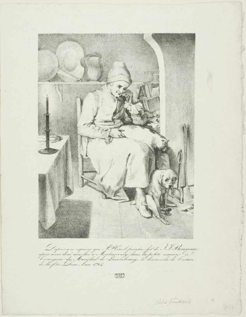 Sketch of Jean-Jacques Rousseau (recto); Forest Scene (verso)