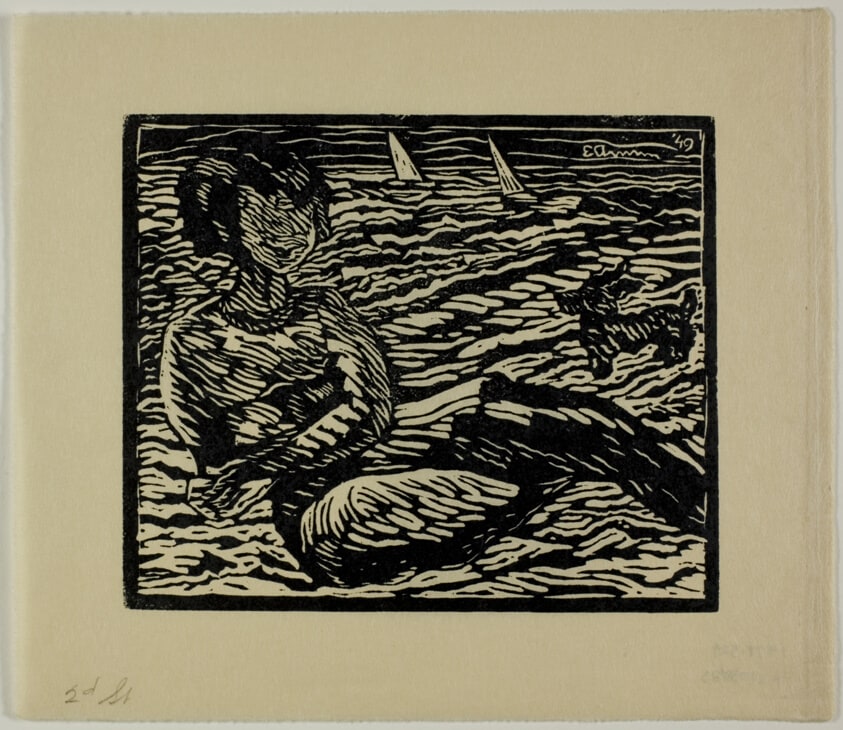 Bather and Dog in the Sea