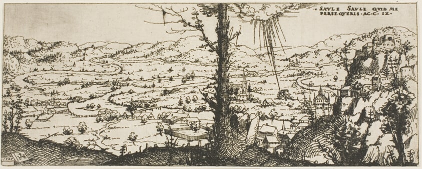 Landscape with a Tree in Center of Foreground
