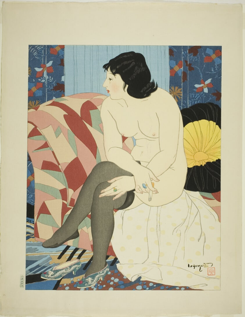 Relaxing (Ikoi), from the series "Ten Types of Female Nudes (Rajo jusshu)"