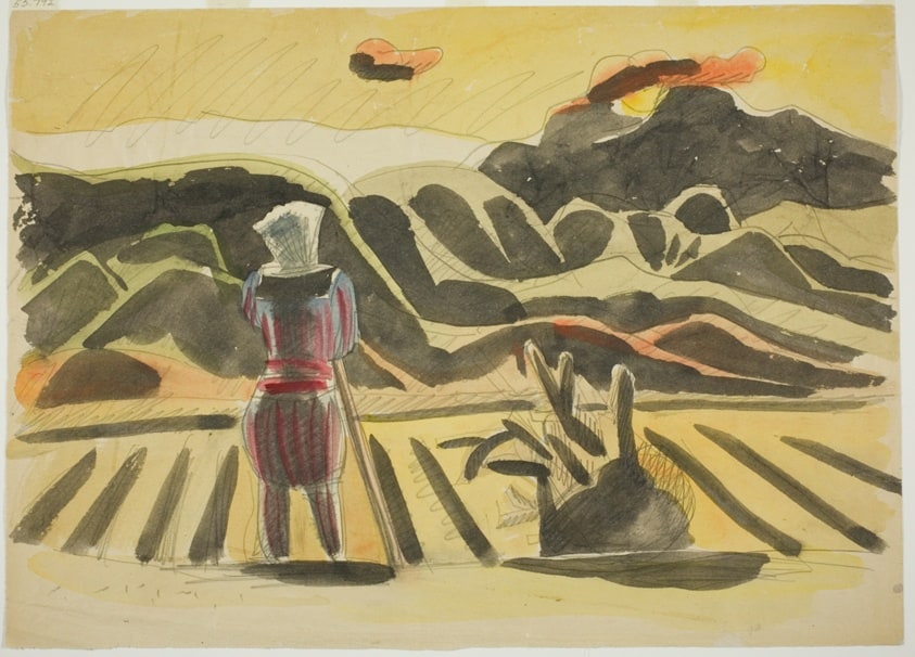 Sketch for the print "View of Mount Bandai"