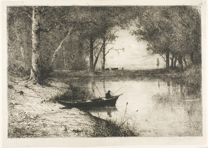 Fisherman in a Boat at the Riverside