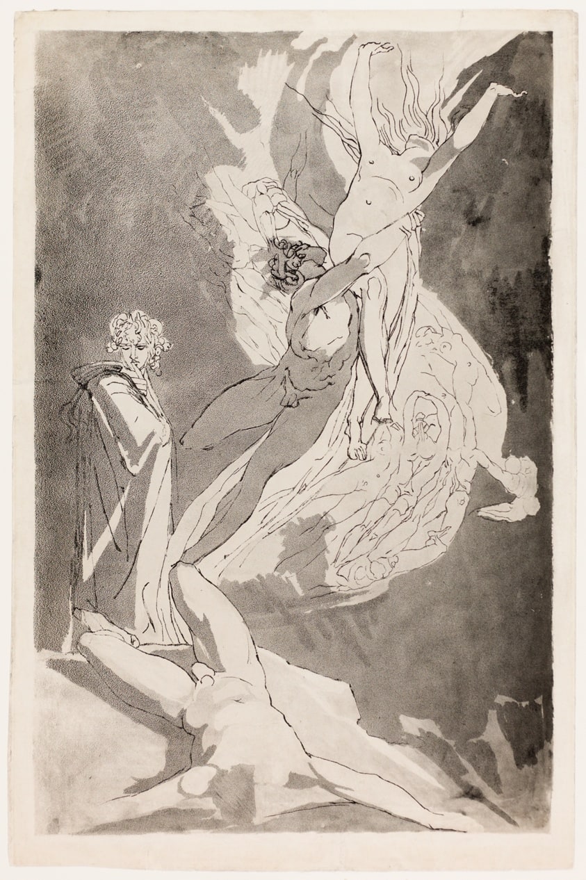 Dante Swoons before the Soaring Souls of Paolo and Francesca, Virgil at his Side