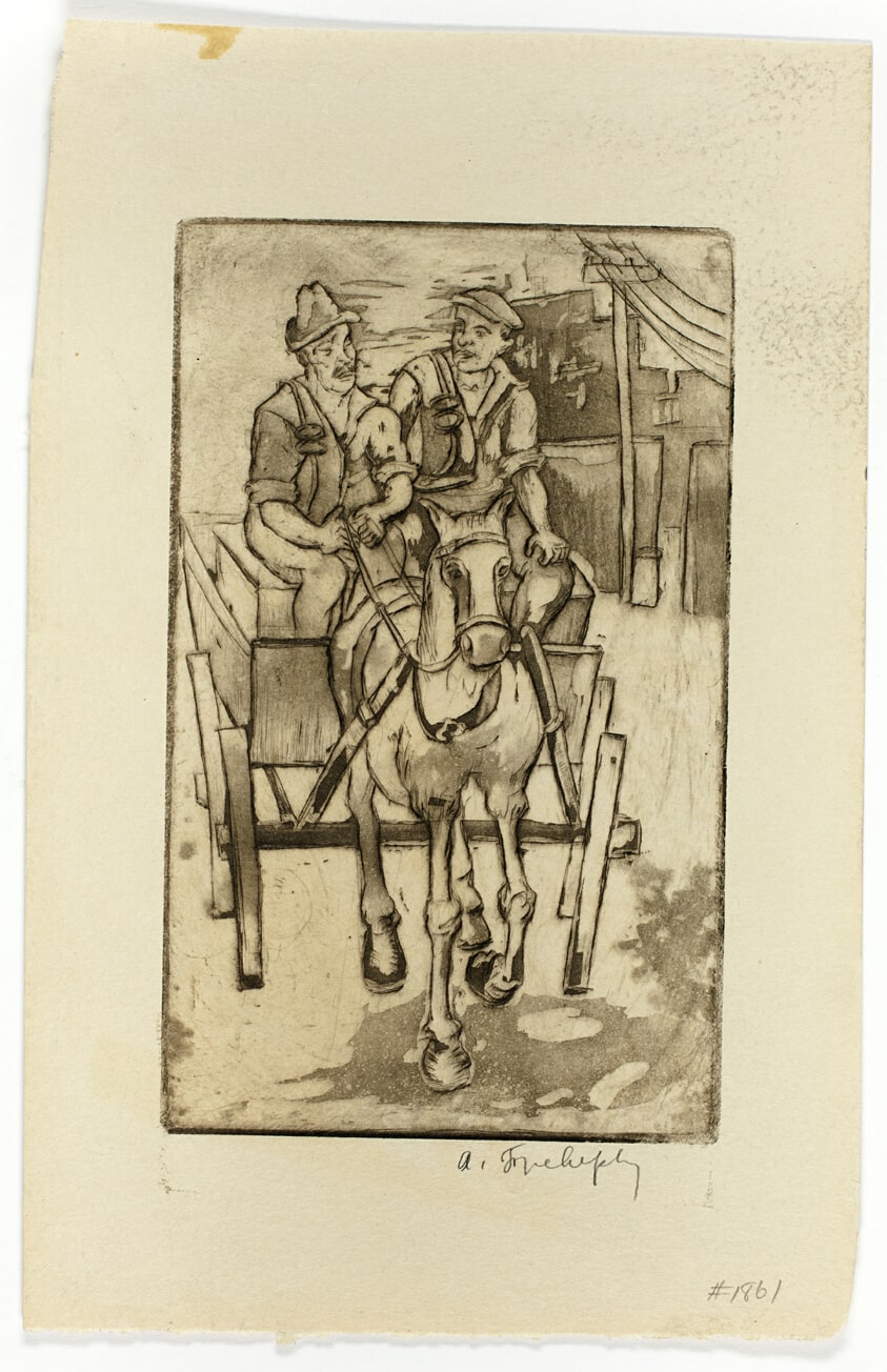 Two Men, and a Horse and Wagon