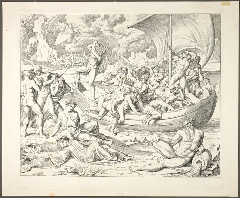 Charon's Bark with Souls Crossing the Styx, plate two from Darstellungen aus Dante's Hölle