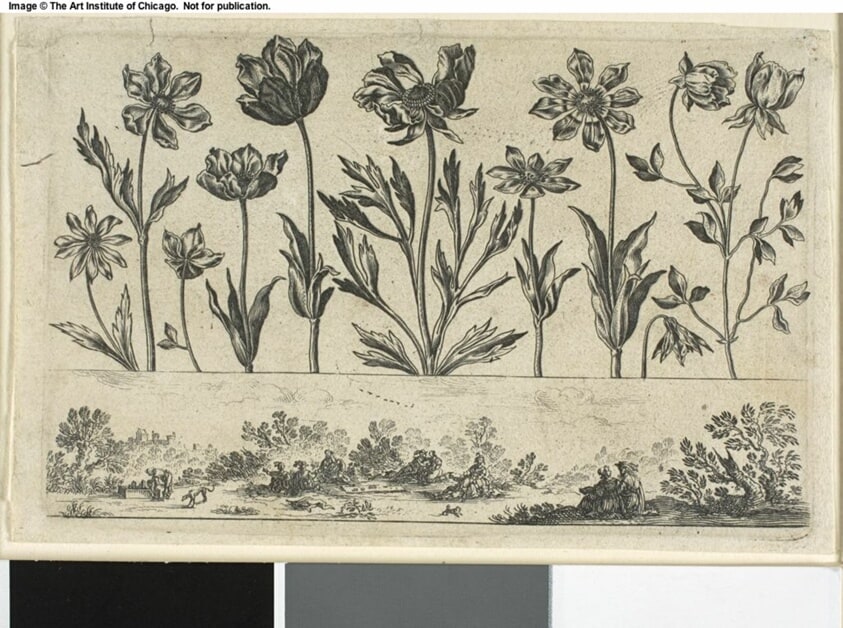 Flowers and Landscape, from Livre Nouveau de Fleurs...