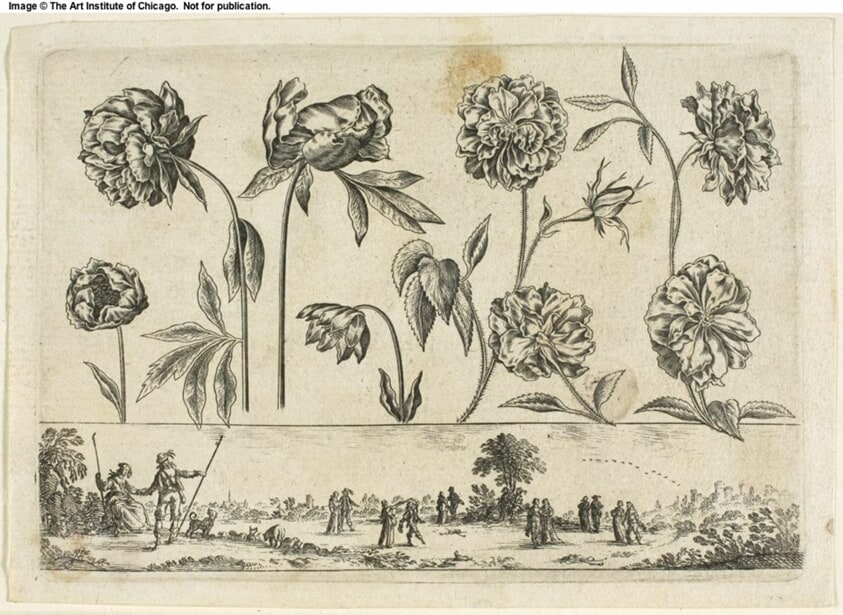 Flowers and Landscape, from Livre Nouveau de Fleurs...